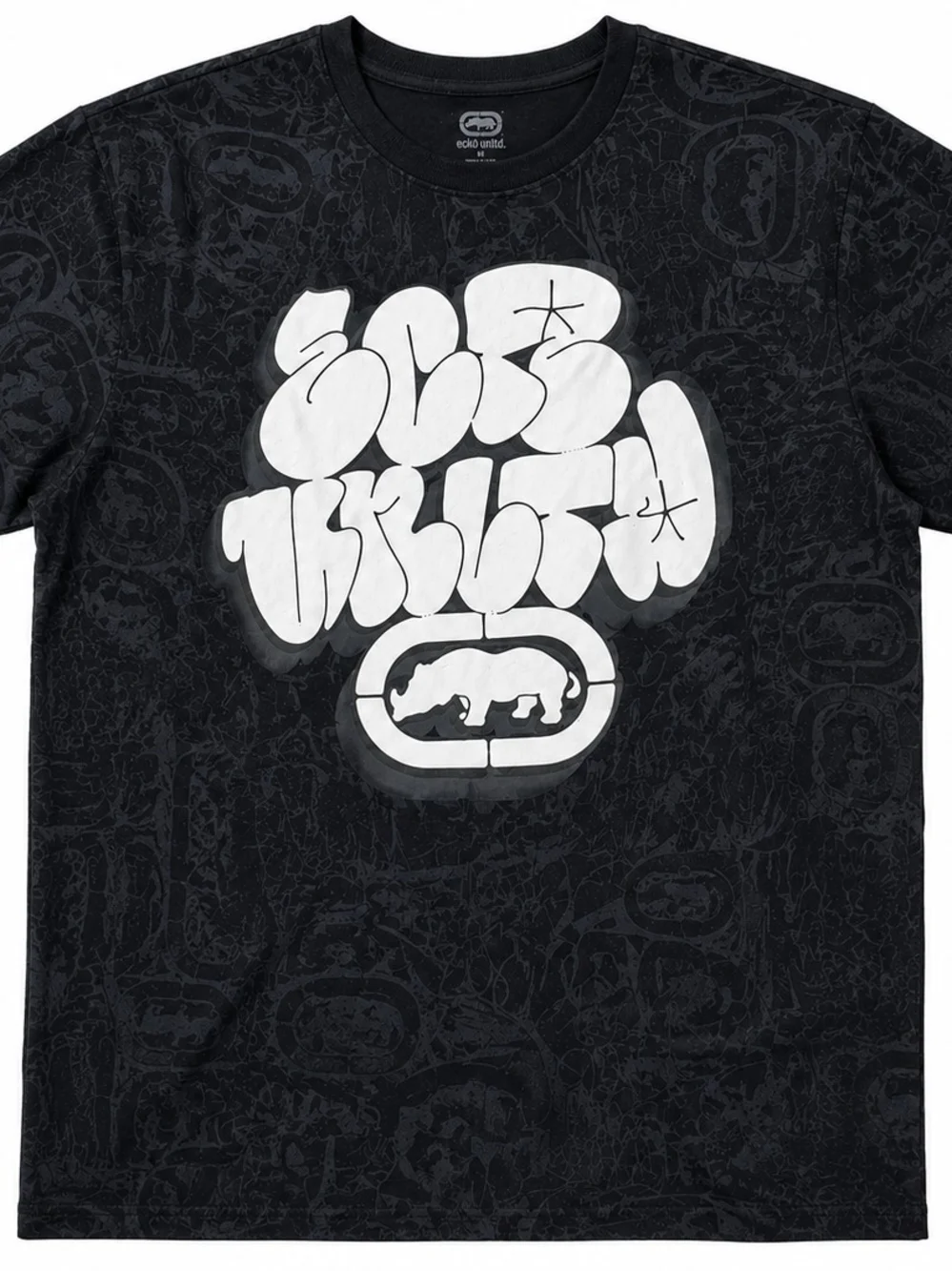 Ecko Unlimited Black Tee with White Graffiti Logo